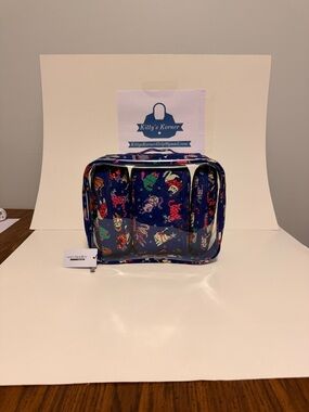 Brand New W/Tags Vera Bradley Clear 4pcs Cosmetic Bag w/Christmas CatNip pattern
